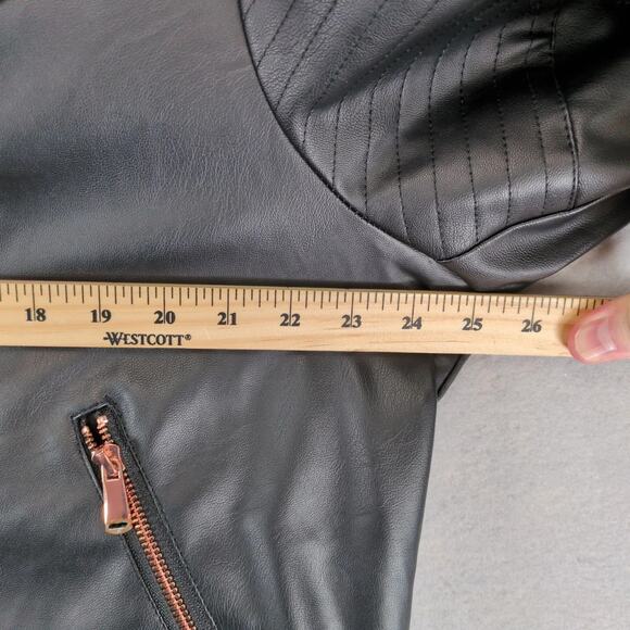 Miss London Black Label Faux Leather Jacket Women's Plus 2X Copper Zippers Biker - Picture 5 of 10